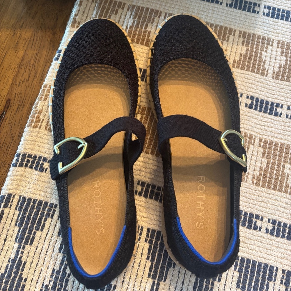Rothy’s The Espadrille Mary Jane 8 Black